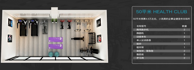 50平方健身室-jiuyou.com健身器材企事业健身解决方案